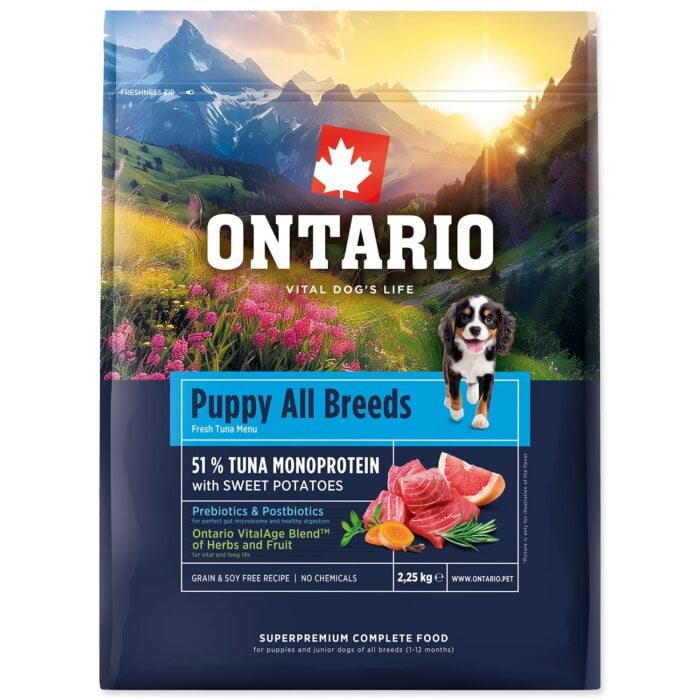 Ontario Puppy All Breeds Monoprotein Tuna & Sweet Potatoes 2,25kg - Image 1
