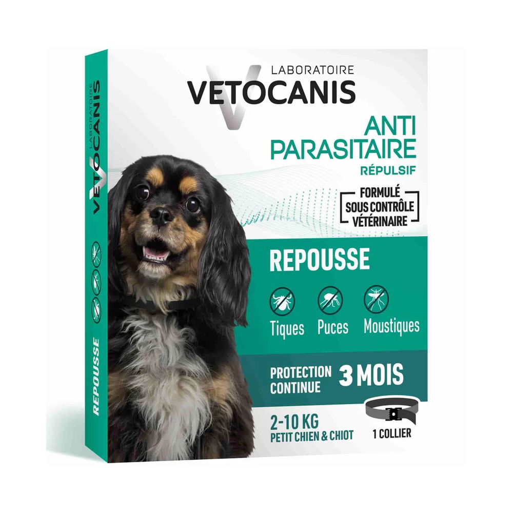 Vetocanis pretinsektu repelenta kakla siksna ārīgai lietošanai mazo šķ. suņiem un kuc. 2-10kg 60 cm