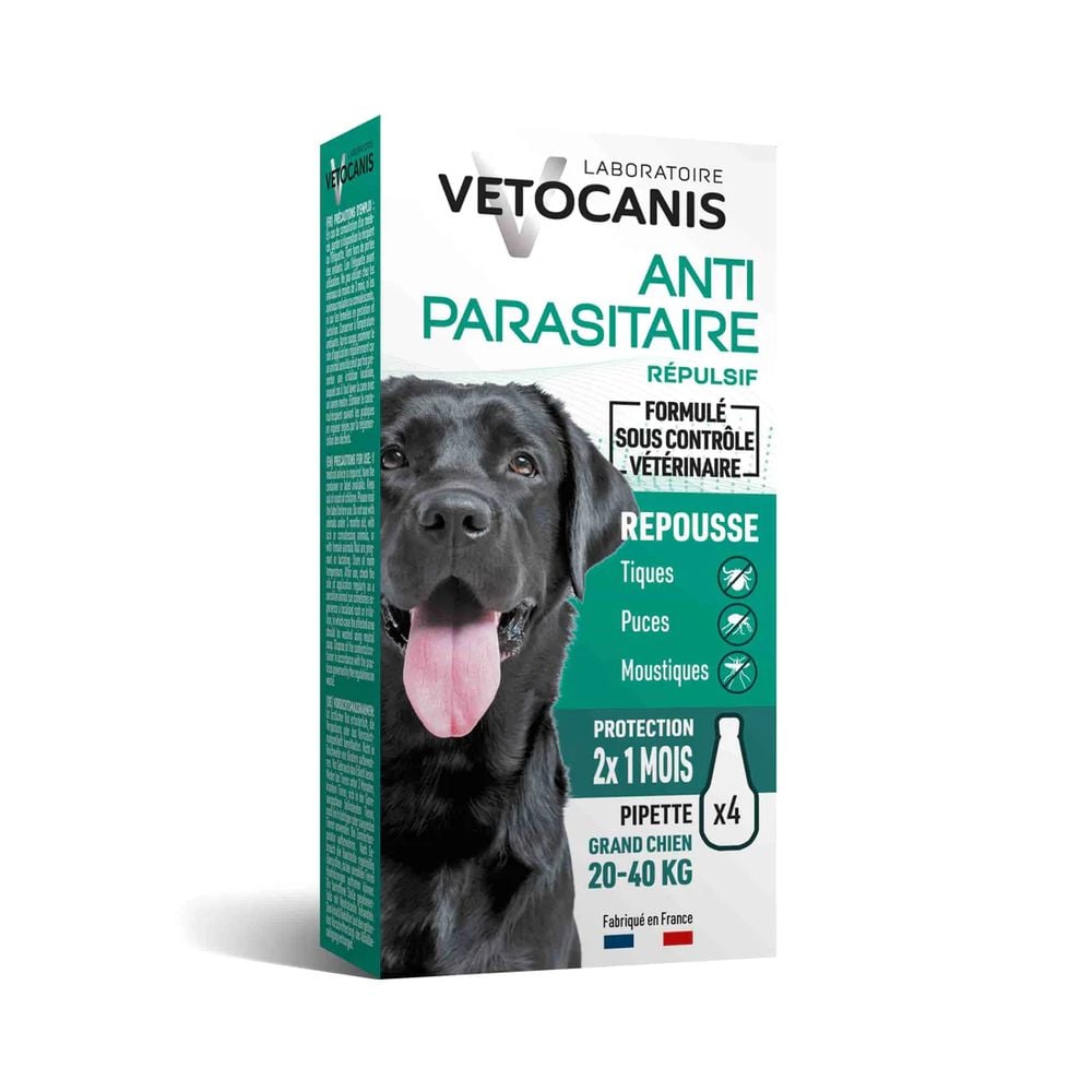 Vetocanis dabīgi pretinsektu repelenti pilieni suņiem (20-40kg) 4x3ml