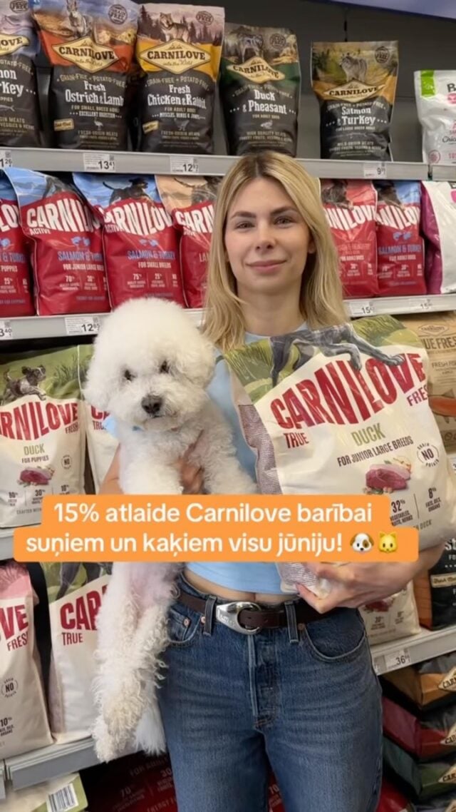 Vēl tikai 5 dienas – 15% atlaide visai jaunajai Carnilove līnijai! 🐶🐱

#suņubarība #kaķubarība #barība #carnilove